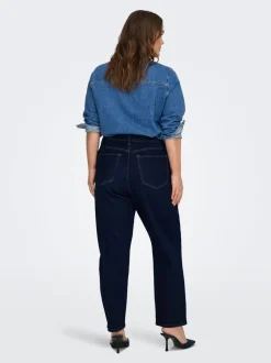 CAREMILY Hohe Taille Gerade geschnitten Knöchellang Jeans