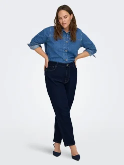 CAREMILY Hohe Taille Gerade geschnitten Knöchellang Jeans