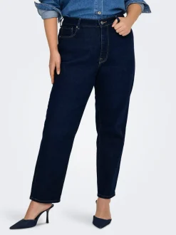 CAREMILY Hohe Taille Gerade geschnitten Knöchellang Jeans