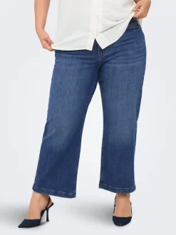 CARWILLY Hohe Taille Weiter Beinschnitt Verkürzt Jeans