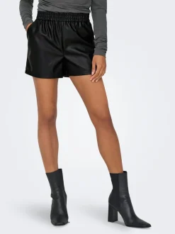 JDYALAIA Mittlere Taille Normal geschnitten Kunstledershorts