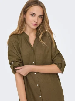 ONLTOKYO Leinen Midikleid