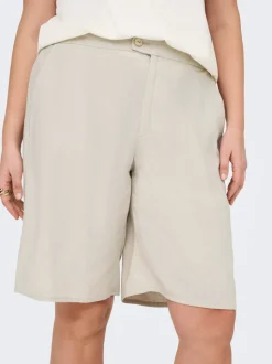 CARCARO Hohe Taille Normal geschnitten Leinen Bermuda Shorts