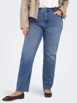 CAREMILY Hohe Taille Gerade geschnitten Knöchellang Jeans