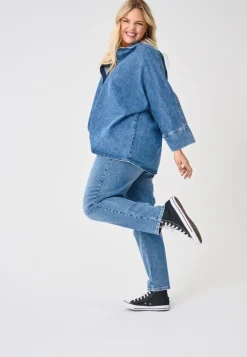 CAREMILY Hohe Taille Gerade geschnitten Jeans