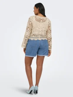 CARLAURA Hohe Taille Straight-Fit denim shorts
