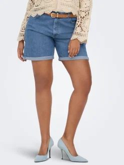 CARLAURA Hohe Taille Straight-Fit denim shorts