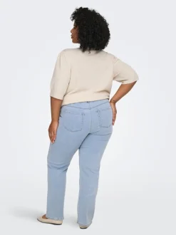CARSNOW Hohe Taille Gerade geschnitten Jeans