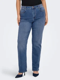 CARSNOW Hohe Taille Gerade geschnitten Jeans