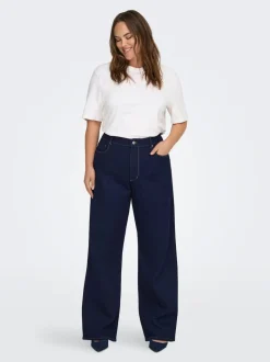 CARSNOW Hohe Taille Weiter Beinschnitt Jeans