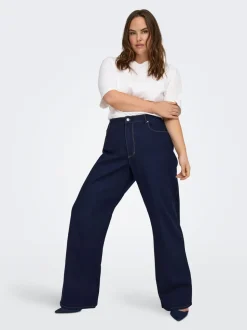 CARSNOW Hohe Taille Weiter Beinschnitt Jeans