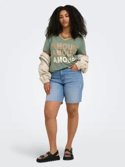 CARTOKYO Hohe Taille Normal geschnitten Jeans-Shorts