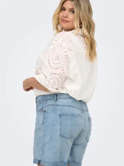 CARVEGA Hohe Taille Locker geschnitten Jeans-Shorts