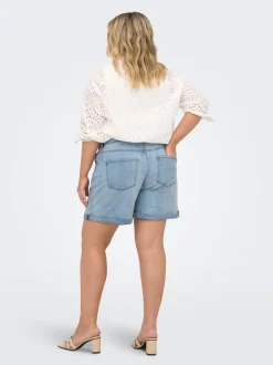 CARVEGA Hohe Taille Locker geschnitten Jeans-Shorts