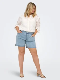 CARVEGA Hohe Taille Locker geschnitten Jeans-Shorts