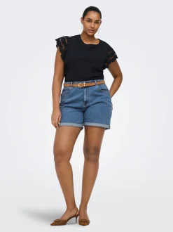 CARVEGA Hohe Taille Normal geschnitten Jeans-Shorts