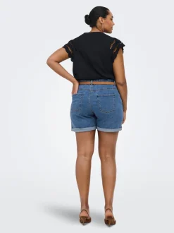 CARVEGA Hohe Taille Normal geschnitten Jeans-Shorts