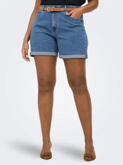 CARVEGA Hohe Taille Normal geschnitten Jeans-Shorts