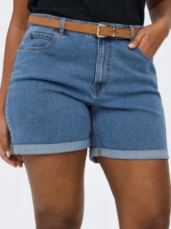 CARVEGA Hohe Taille Normal geschnitten Jeans-Shorts