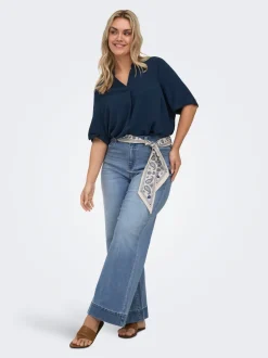 CARWILLY Hohe Taille Weiter Beinschnitt Jeans