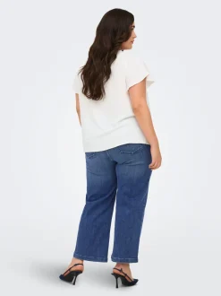 CARWILLY Hohe Taille Weiter Beinschnitt Verkürzt Jeans