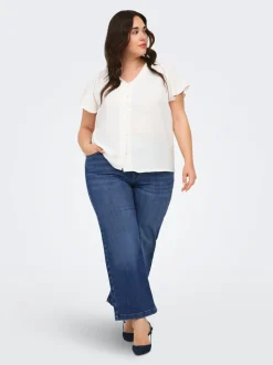 CARWILLY Hohe Taille Weiter Beinschnitt Verkürzt Jeans