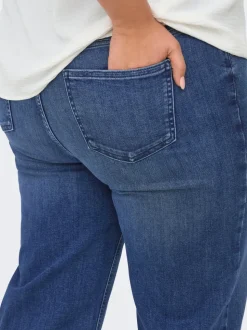 CARWILLY Hohe Taille Weiter Beinschnitt Verkürzt Jeans
