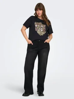 CARWILLY Hohe Taille Weiter Beinschnitt Jeans
