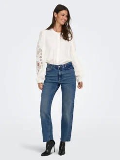 JDYLULLU Hohe Taille Gerade geschnitten Knöchellang Jeans