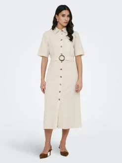JDYMILAN Leinen Midikleid