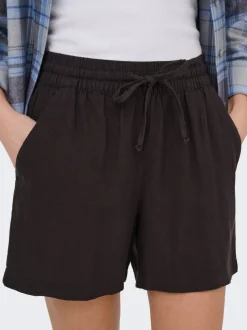 JDYSAY Hohe Taille Normal geschnitten Leinen Shorts