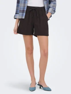 JDYSAY Hohe Taille Normal geschnitten Leinen Shorts