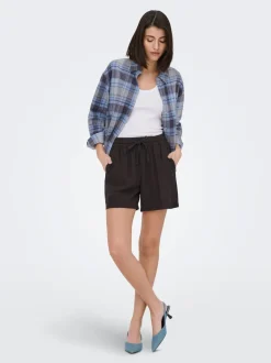 JDYSAY Hohe Taille Normal geschnitten Leinen Shorts
