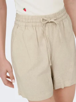 JDYSAY Hohe Taille Normal geschnitten Leinen Shorts