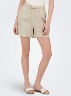JDYSAY Hohe Taille Normal geschnitten Leinen Shorts