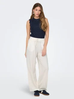JDYSAY Locker geschnitten Leinen Hose mit weitem Beinschnitt