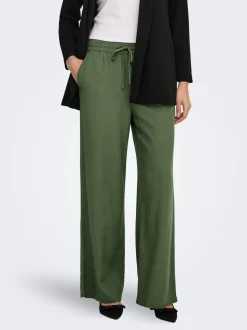 JDYSAY Locker geschnitten Leinen Hose mit weitem Beinschnitt