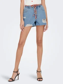 JDYZIGGA Hohe Taille Locker geschnitten Jeans-Shorts