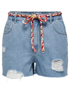 JDYZIGGA Hohe Taille Locker geschnitten Jeans-Shorts