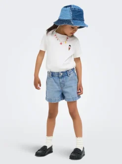 KMGCOMET Mittlere Taille Weiter Beinschnitt Jeans-Shorts
