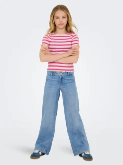 KOGCOMET Mittlere Taille Weiter Beinschnitt Jeans