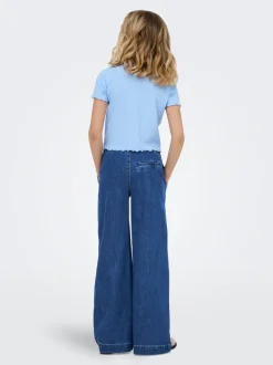 KOGDEIA Hohe Taille Weiter Beinschnitt Jeans