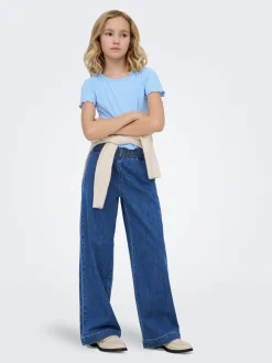 KOGDEIA Hohe Taille Weiter Beinschnitt Jeans