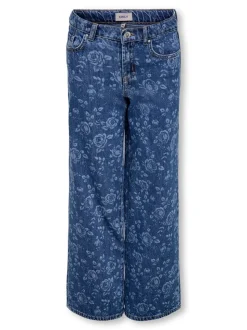 KOGHOPE Hohe Taille Weiter Beinschnitt Knöchellang Jeans