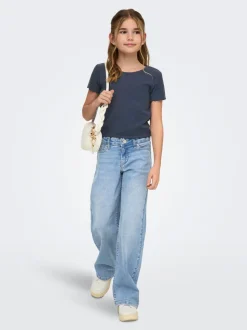 KOGJUDY-O Niedrige Taille Weiter Beinschnitt Jeans