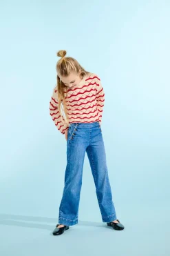 KOGMADISON Hohe Taille Weiter Beinschnitt Knöchellang Jeans