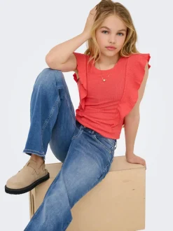 KOGMADISON Mittlere Taille Weiter Beinschnitt Jeans