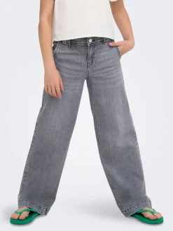 KOGNEW Mittlere Taille Weiter Beinschnitt Jeans