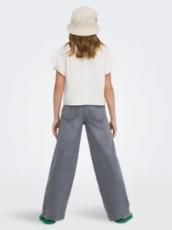KOGNEW Mittlere Taille Weiter Beinschnitt Jeans