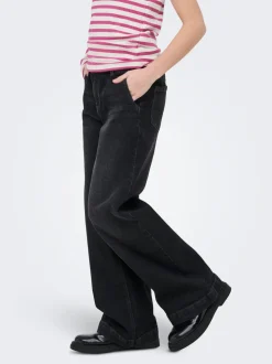 KOGNEW Mittlere Taille Weiter Beinschnitt Jeans